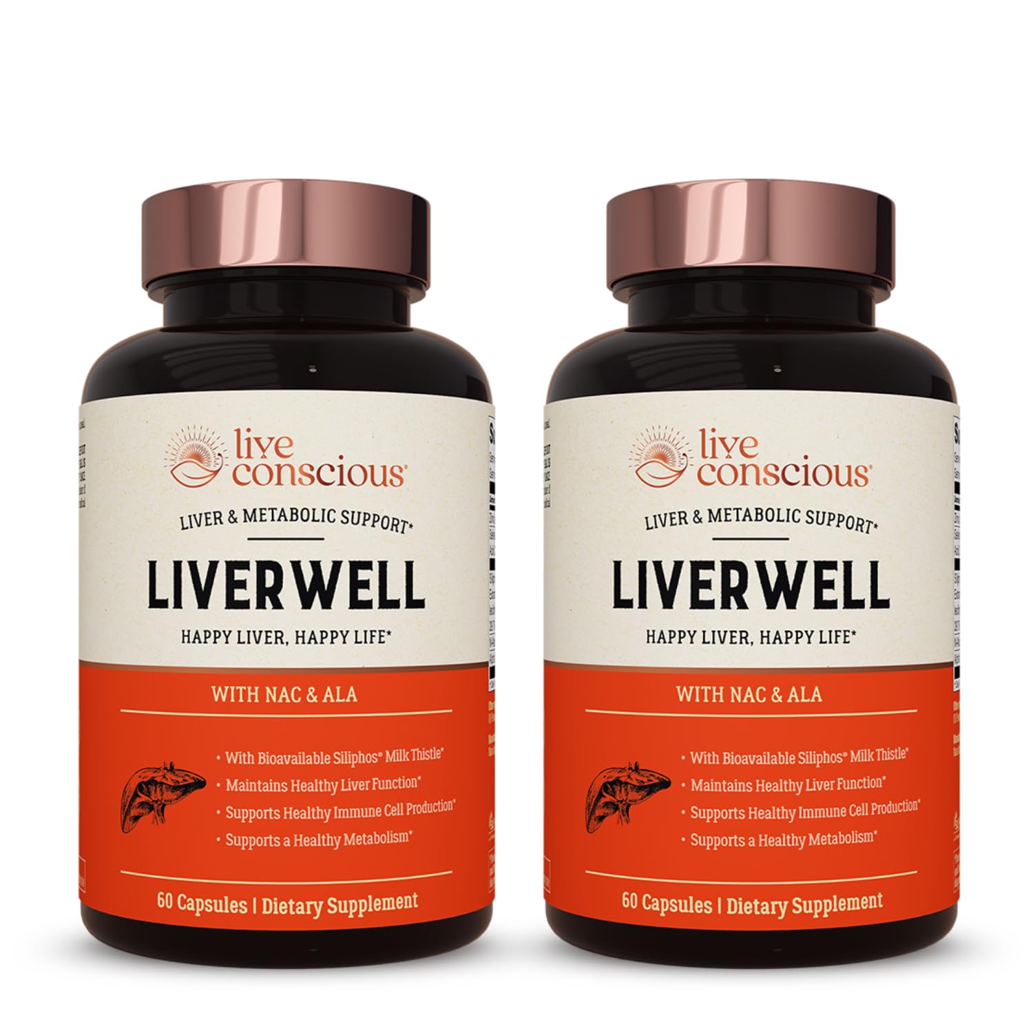 LiverWell Liver Cleanse, Rejuvenation, Metabolic Support - Liver Supplement for Liver Health w/Highly Bioavailable Milk Thistle Extract, N-Acetyl Cysteine, Alpha Lipoic Acid, Zinc, Selenium - 60 Caps