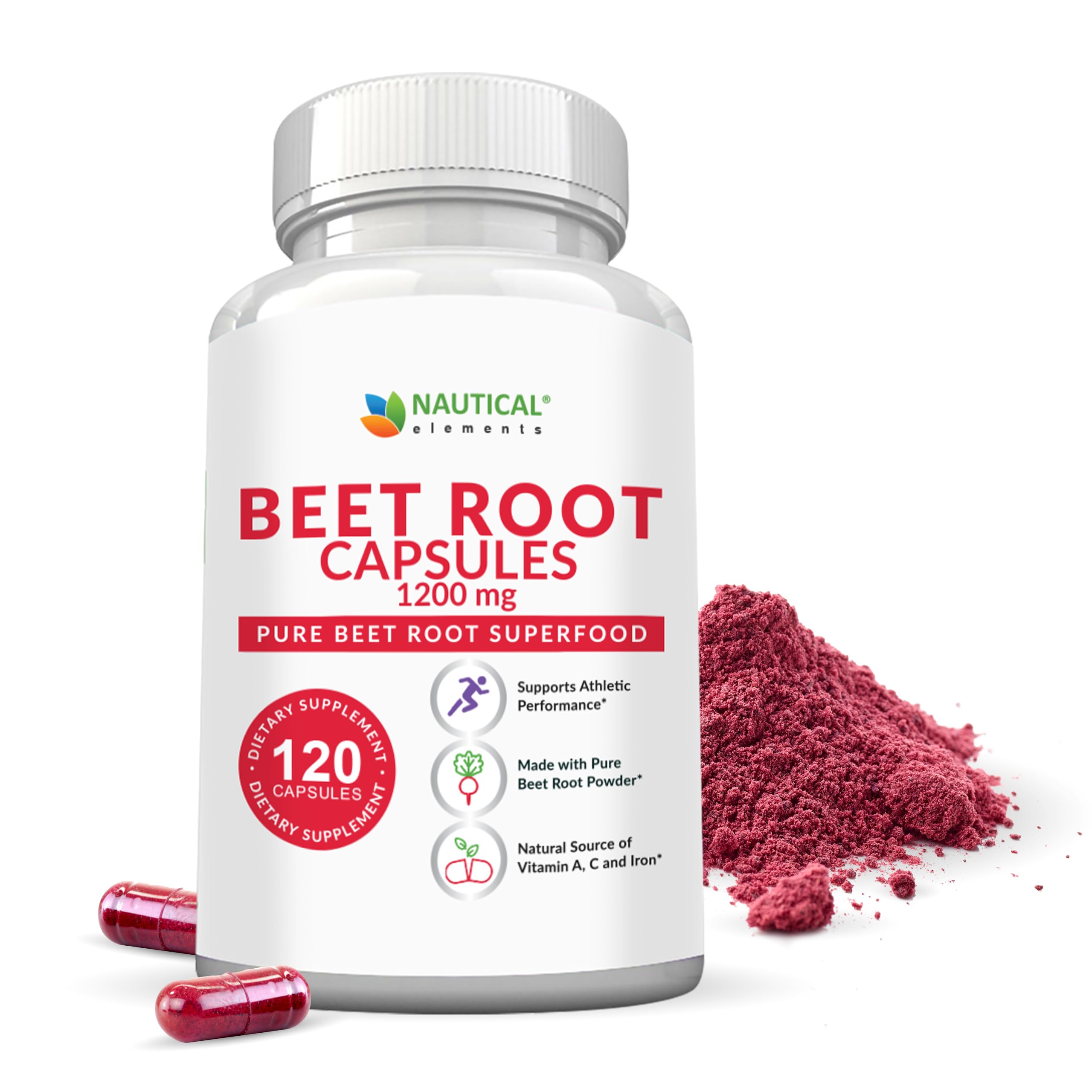 Beet Root Capsules - 1200mg Per Serving - 200 Beet Root Powder Capsules | Beetroot Powder Supports Blood Pressure, Athletic Performance, Digestive, Immune System Pure, Non-GMO & Gluten Free 100 Days