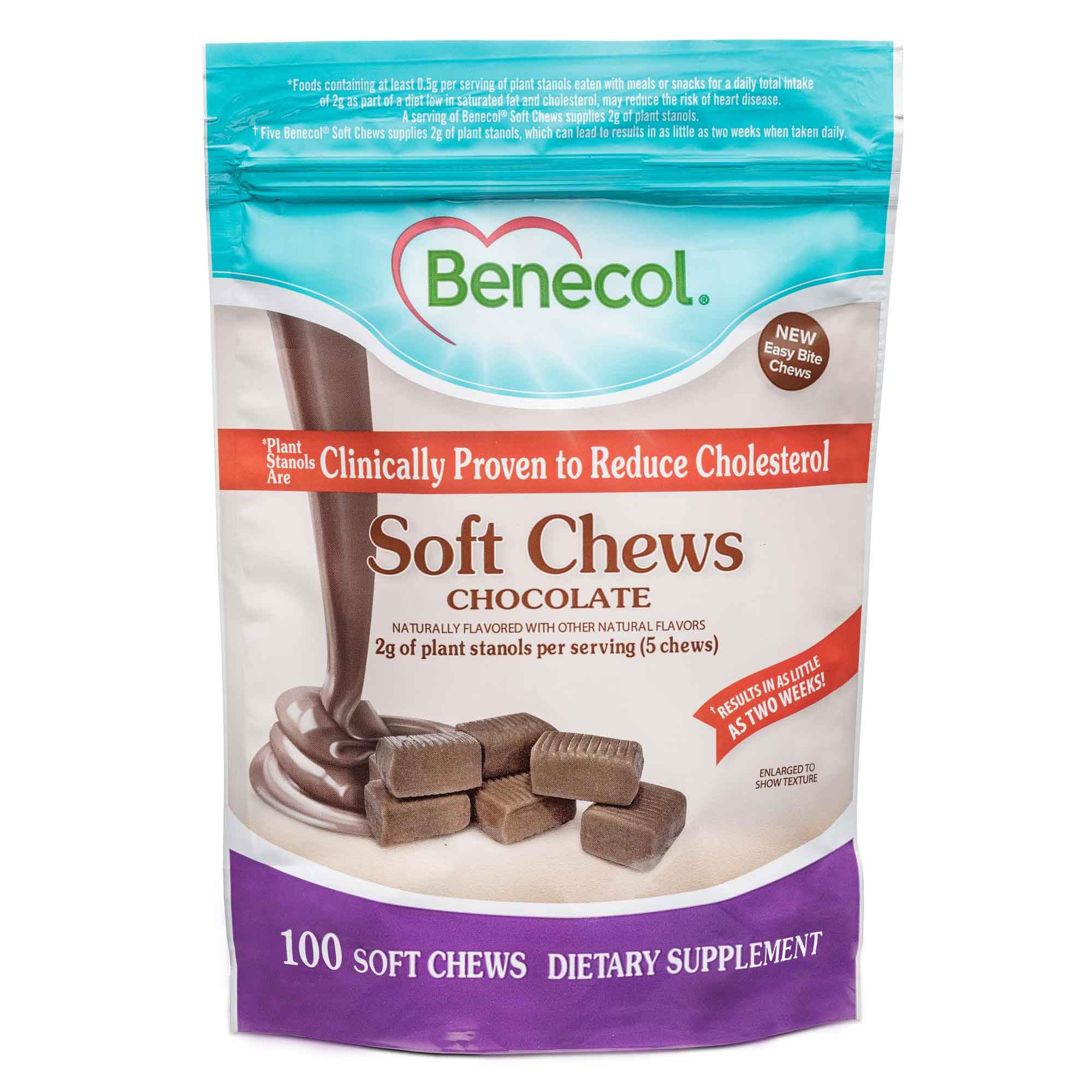 Benecol® Soft Chews – New Easy Bite Chew – with Plant Stanols Clinically Proven to Help Lower Cholesterol – Chocolate Flavor – 100 Count Pouch