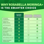 Rosabella Moringa+ Capsules - Pure Moringa Powder, Energy, Skin, Immune & Gut Health Superfood, Rich in Antioxidants, Essential Vitamins & Amino Acids, Natural Green Superfood Supplement - 60 Count