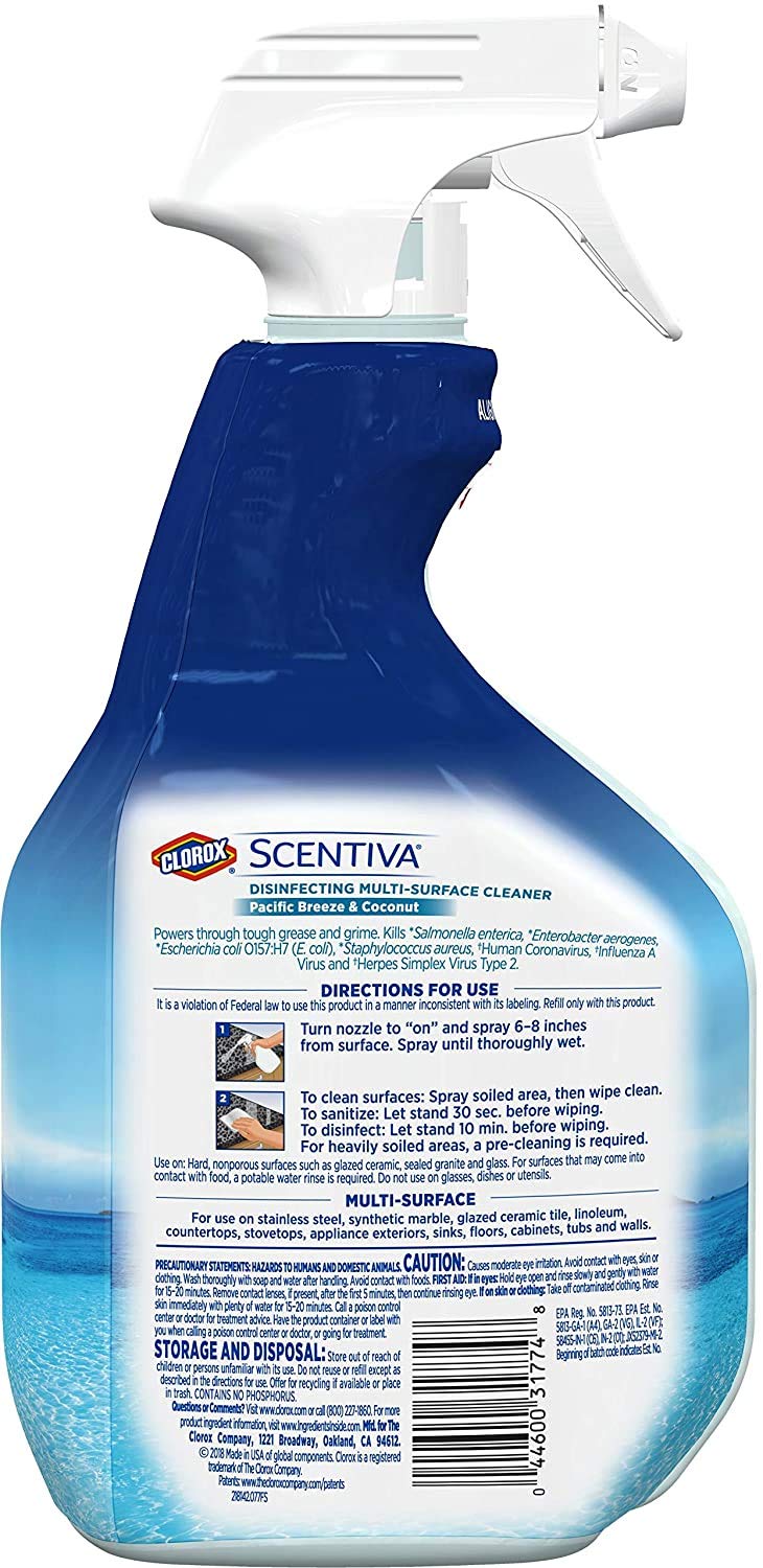 Buy now Clorox Scentiva Disinfecting multi surface Cleaner 2 PK (Pacific Breeze & Coconut) *24FL OZ* -- at indiglob india