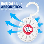 Arm & Hammer OdorBusterz ClosetMATE™, White Linen, 4 Count – Hanging Odor Absorber with Baking Soda, 360° Rotating Hook for Closets, Lockers & Storage Areas