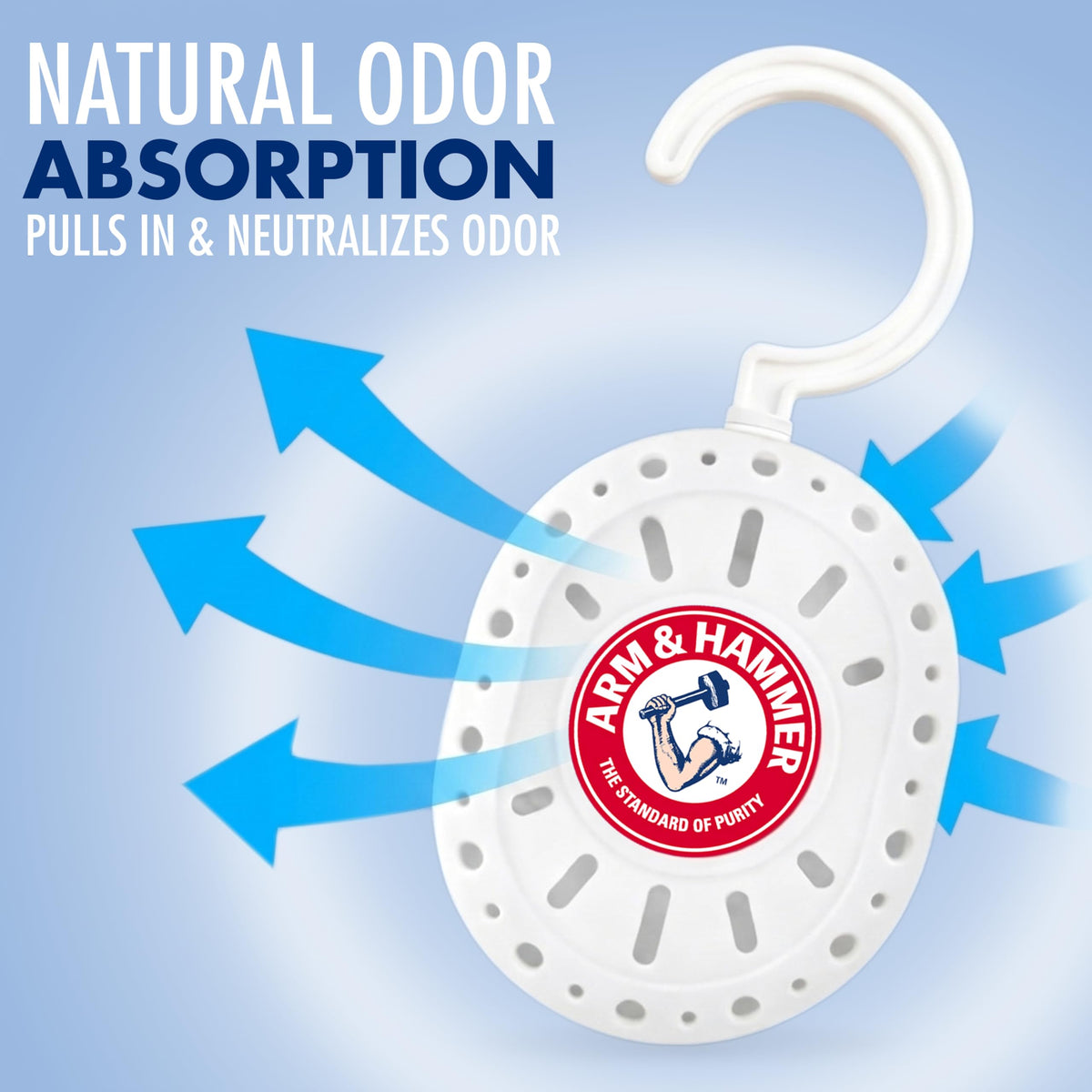 Arm & Hammer OdorBusterz ClosetMATE™, White Linen, 4 Count – Hanging Odor Absorber with Baking Soda, 360° Rotating Hook for Closets, Lockers & Storage Areas