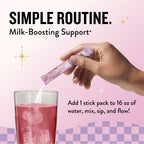 Legendairy Milk She's Flowing Lactation Hydration Mix, 18 Stick Packs | Blackberry Lemonade Electrolyte Sticks with Coconut Water, Moringa and Milk Thistle, Fenugreek-Free Postpartum Hydration