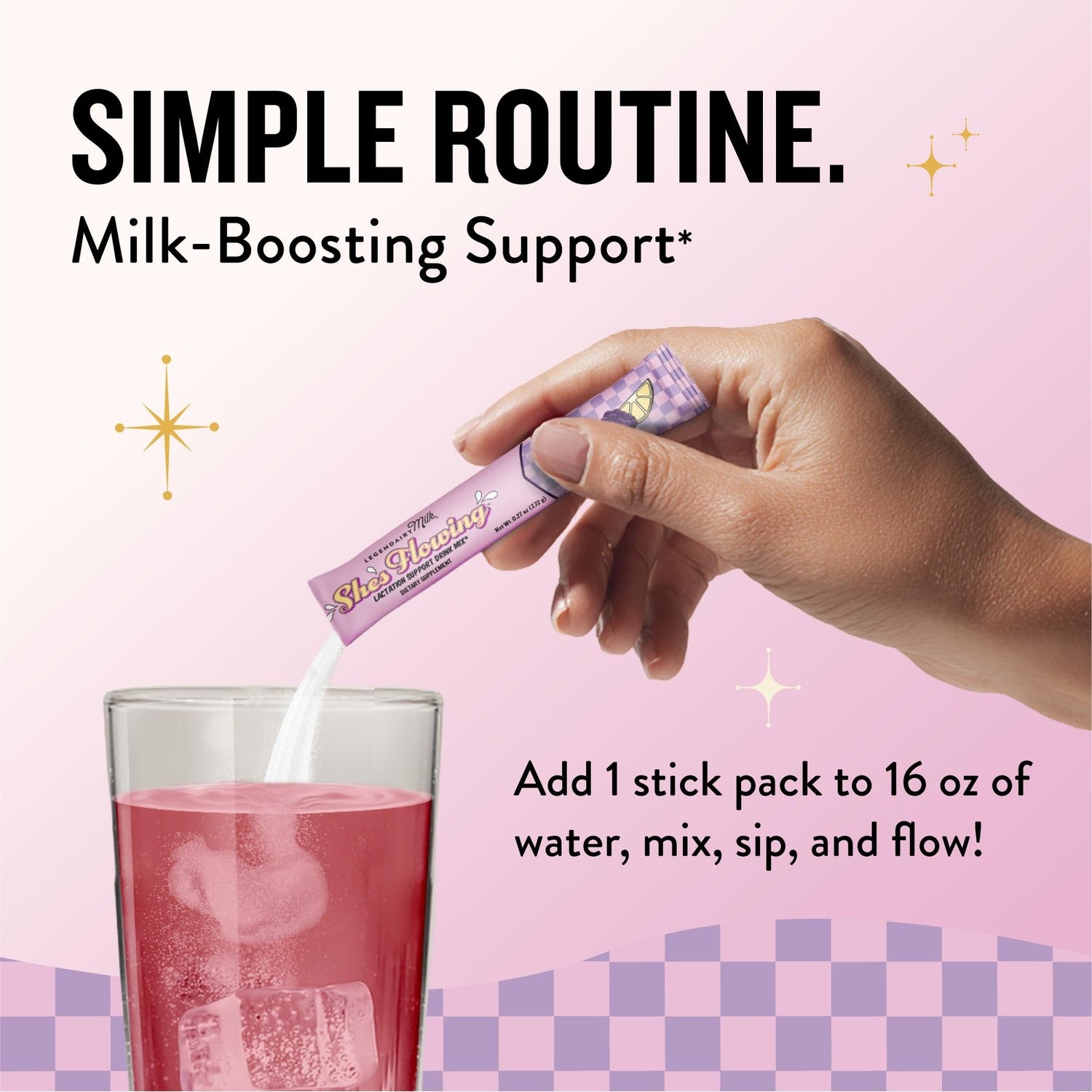 Legendairy Milk She's Flowing Lactation Hydration Mix, 18 Stick Packs | Blackberry Lemonade Electrolyte Sticks with Coconut Water, Moringa and Milk Thistle, Fenugreek-Free Postpartum Hydration