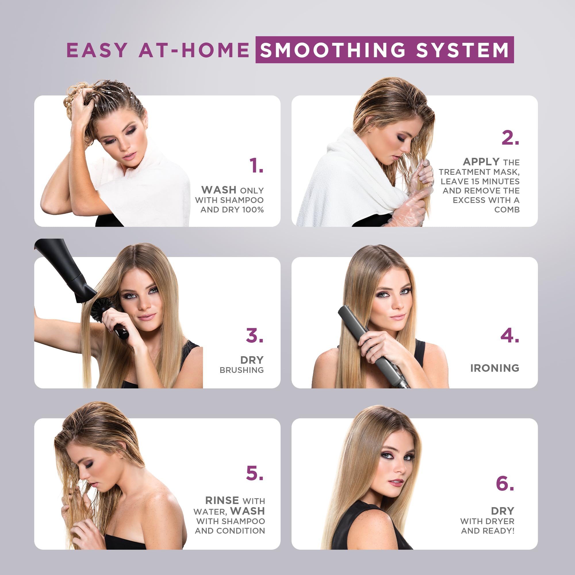 KATIVA Brazilian Keratin Hair Straightening Treatment Blonde, 12 Weeks Smooth Hair at Home, Anti Frizz Smoothing System for Light & Blonde Hair, Formaldehyde Free