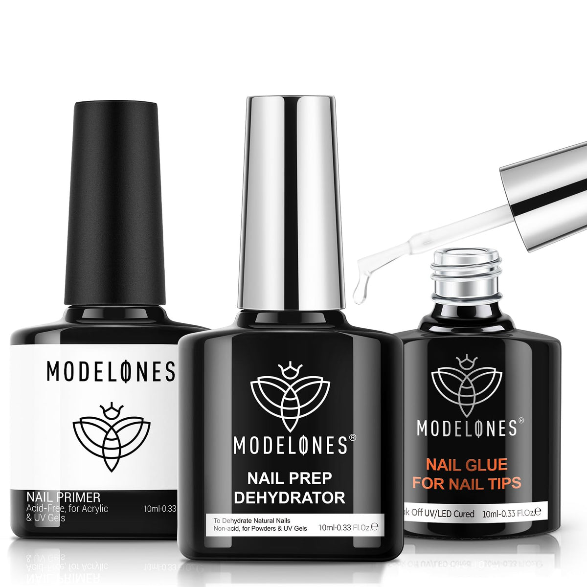 modelones 10-in-One X Nail Gel Glue with Nail Dehydrator Primer Set