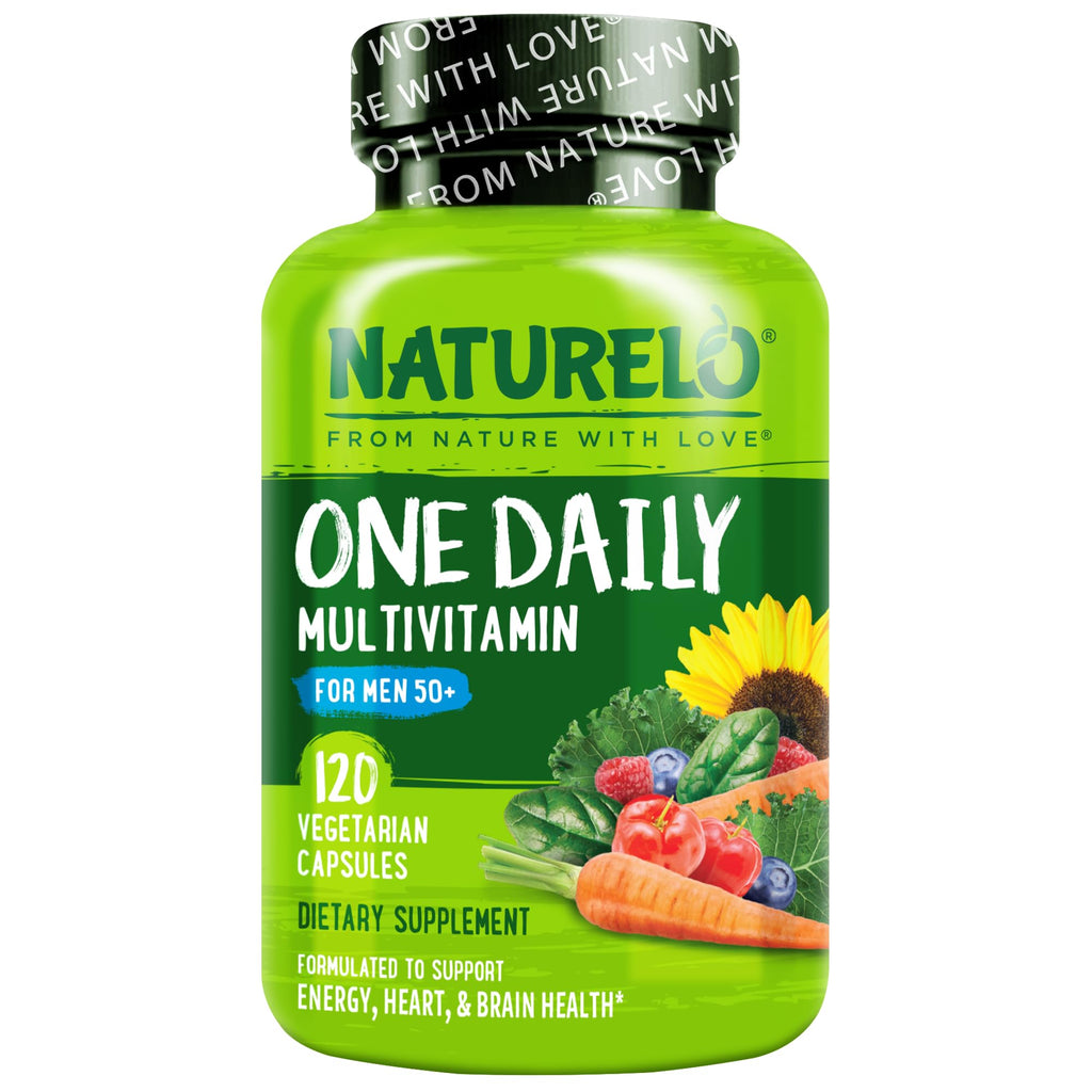 NATURELO Multivitamin for Men 50+ - One Daily, 60 Vegetarian Capsules | Vitamins, Minerals & Organic Whole Foods, Boost Energy and Health, Non-GMO