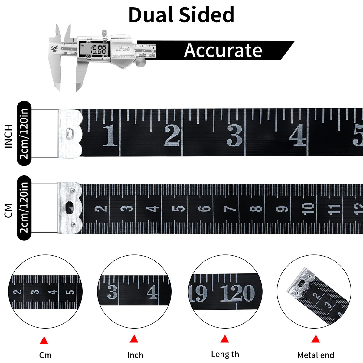 4 Pack Soft Tape Measure Body Measuring Tape, 120inch and 60inch Soft Fabric Measuring Tape Double-Sided Flexible Ruler for Weight Loss Fabric Sewing Tailor Cloth