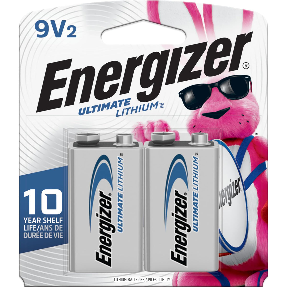Energizer Ultimate Lithium 9V Batteries (2 Pack), 9 Volt Lithium Batteries