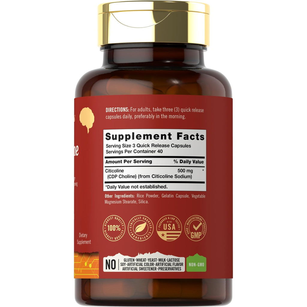 Tahoe Nutritionals Citicoline Supplement | 500mg | 120 Capsules