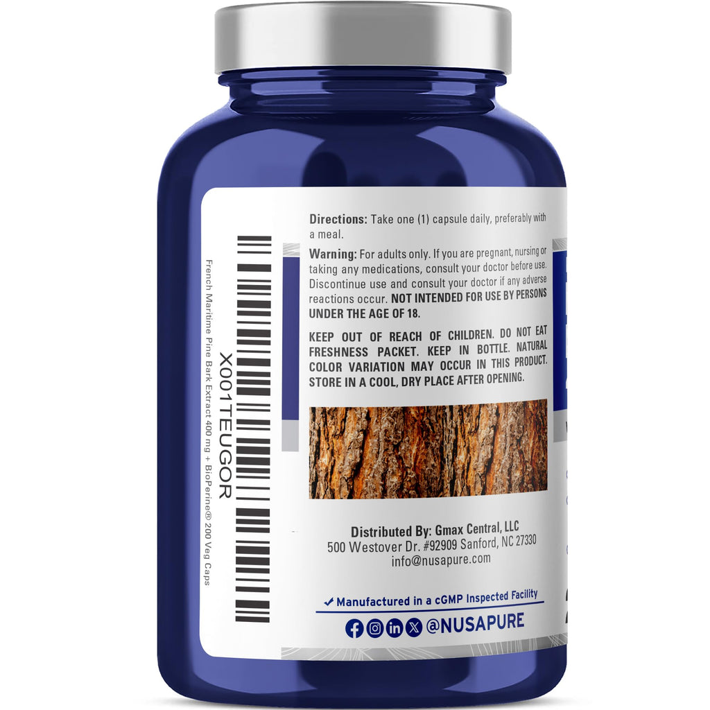 French Maritime Pine Bark, Vegan, 400mg, 200 Veggie Caps - 200 Servings