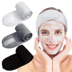 Buy now Whaline 3Pcs Spa Facial Headband Make Up Wrap Head Terry Cloth Headband Adjustable Washable Towel for Face Washing Shower Skincare Facial Treatment Sport Fits Makeup (White, Black, Gray) White, Black, Gray at indiglob india