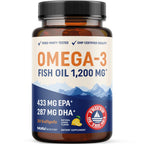 Triple Strength Omega 3 Fish Oil 1200 mg, EPA & DHA, Premium Wild Caught | Sustainably-Sourced Omega-3 Fatty Acids, Burpless Fish Oil Supplements, Clean Label Certified, 3rd-Party Tested, 30 Softgels