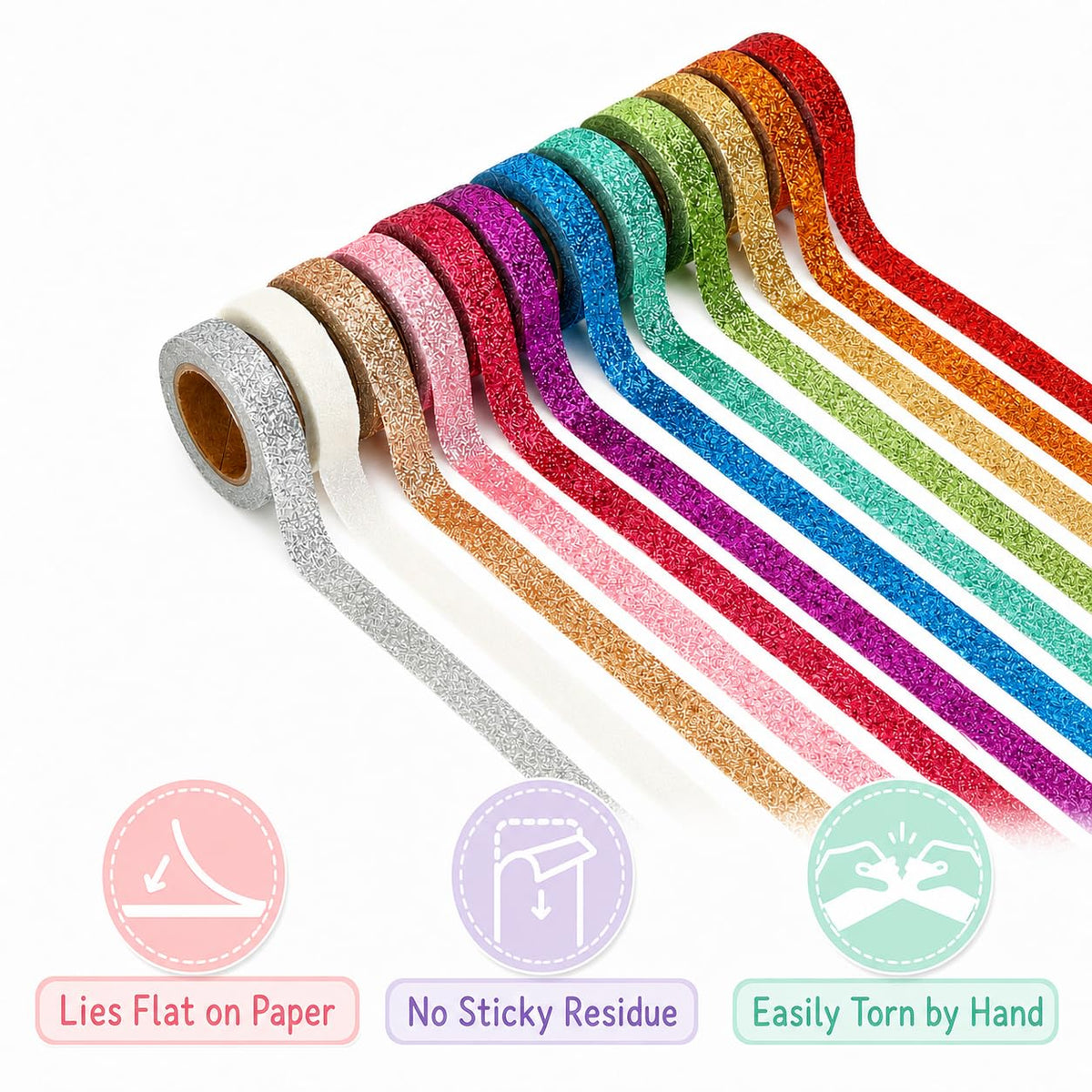 Mr. Pen- Glitter Washi Tape Set, 24 Rolls, 6mm/10mm