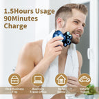 SHPAVVER Head Shavers for Bald Men: 5-in-1 Electric Razor - IPX7 Waterproof Shaving Grooming Kit for Balder - Turbo Speed & Precision Blades (Dark Blue)