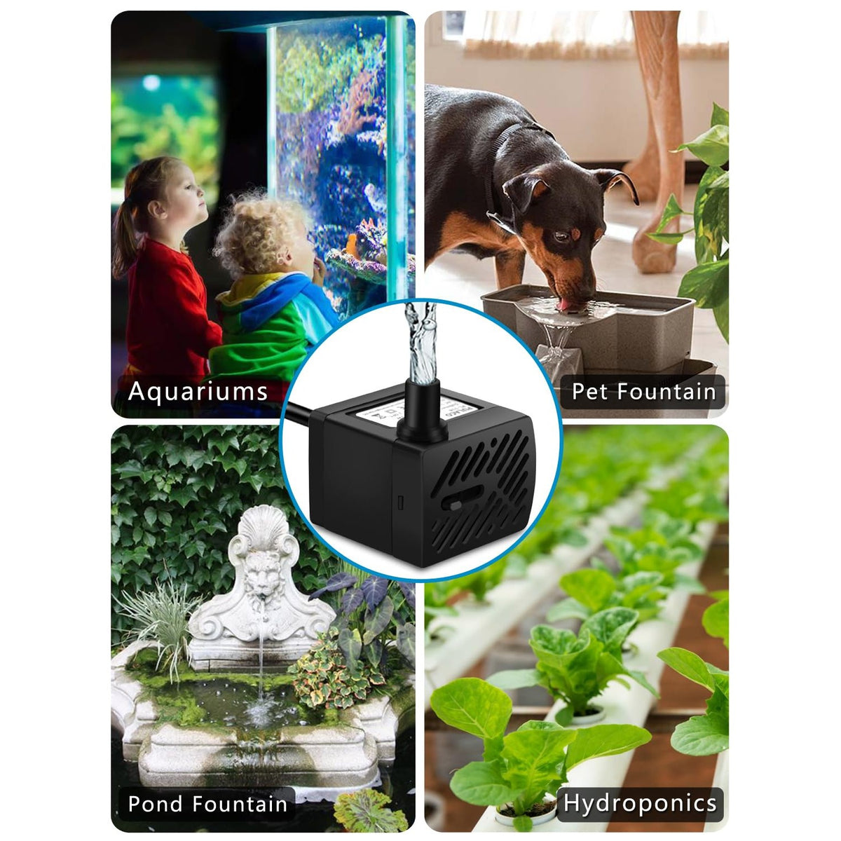 PULACO 50GPH 3W Mini Submersible Water Pump with 3.3 FT Tubing for Aquariums, Fish Tank, Pond, Fountain, Hydroponics