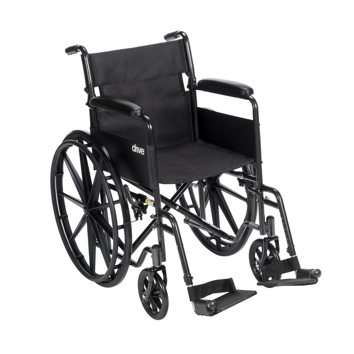 Drive Medical Silver Sport 1 Folding Transport Wheelchair, Black
