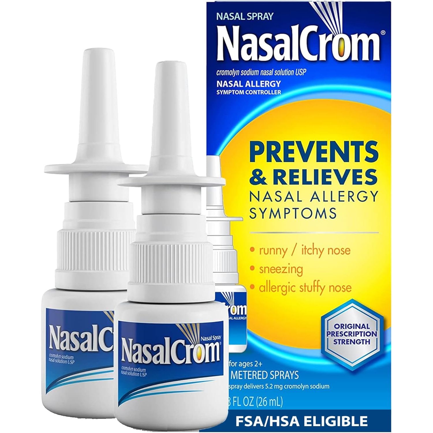 Buy now NasalCrom Nasal Spray Allergy Symptom Controller | 200 Sprays | .88 FL OZ 0.88 Fl Oz (Pack of 2) at indiglob india