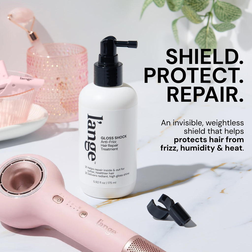 L’ANGE HAIR Gloss Shock Anti Frizz Treatment Spray - Heat Protectant Treatment for Frizzy, Dry and Damaged Look, Repair Primer for Smooth, Shiny Style-Locking Smoothness for All Hair Types