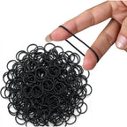 Cosy Companions 100x Black Rubber Bands For Hair, Small Elastic Hair Ties, Hair Bands No Damage, Tiny Hair Elastics, Hair Accessories For Braids, Mini, Little, Rubberbands