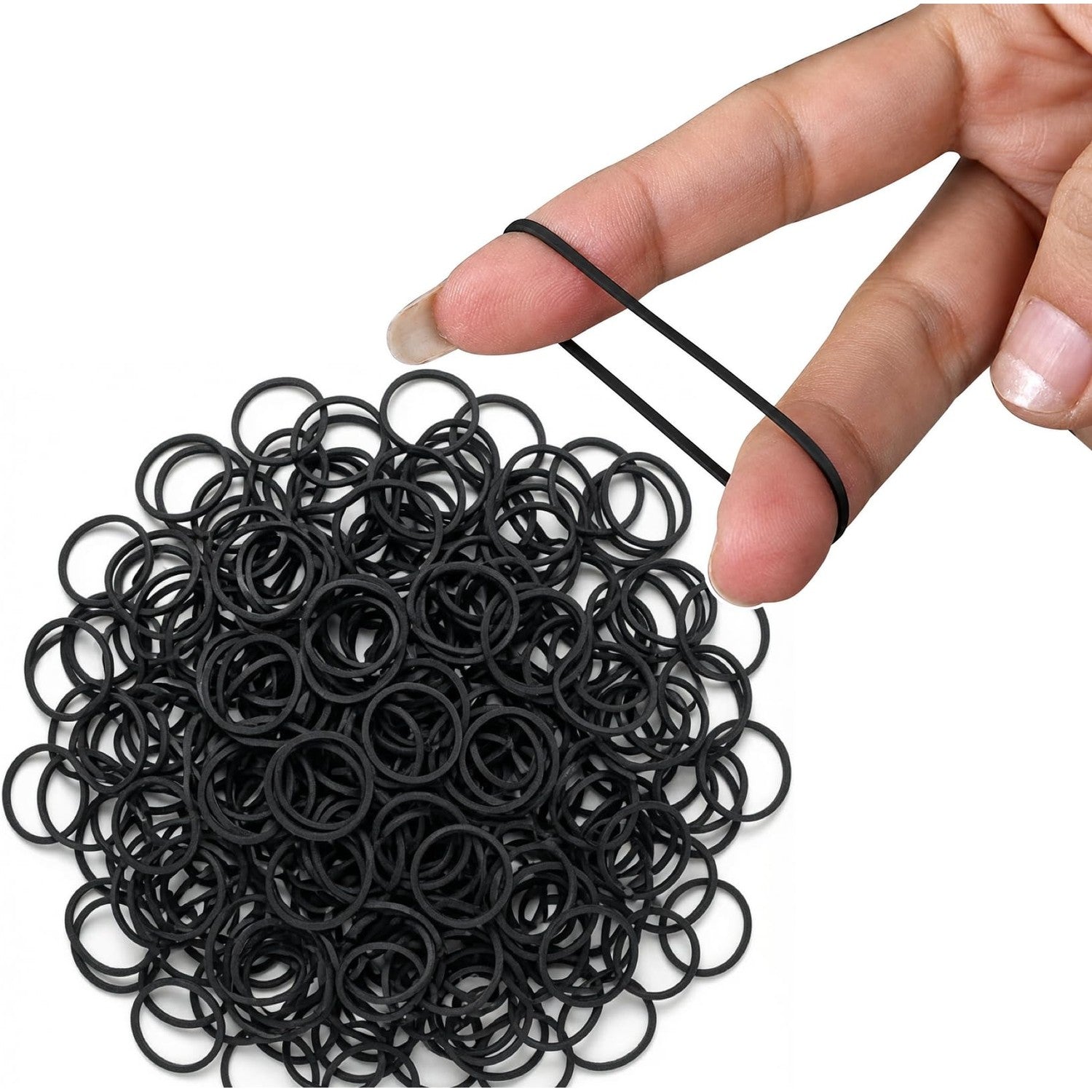 Cosy Companions 100x Black Rubber Bands For Hair, Small Elastic Hair Ties, Hair Bands No Damage, Tiny Hair Elastics, Hair Accessories For Braids, Mini, Little, Rubberbands