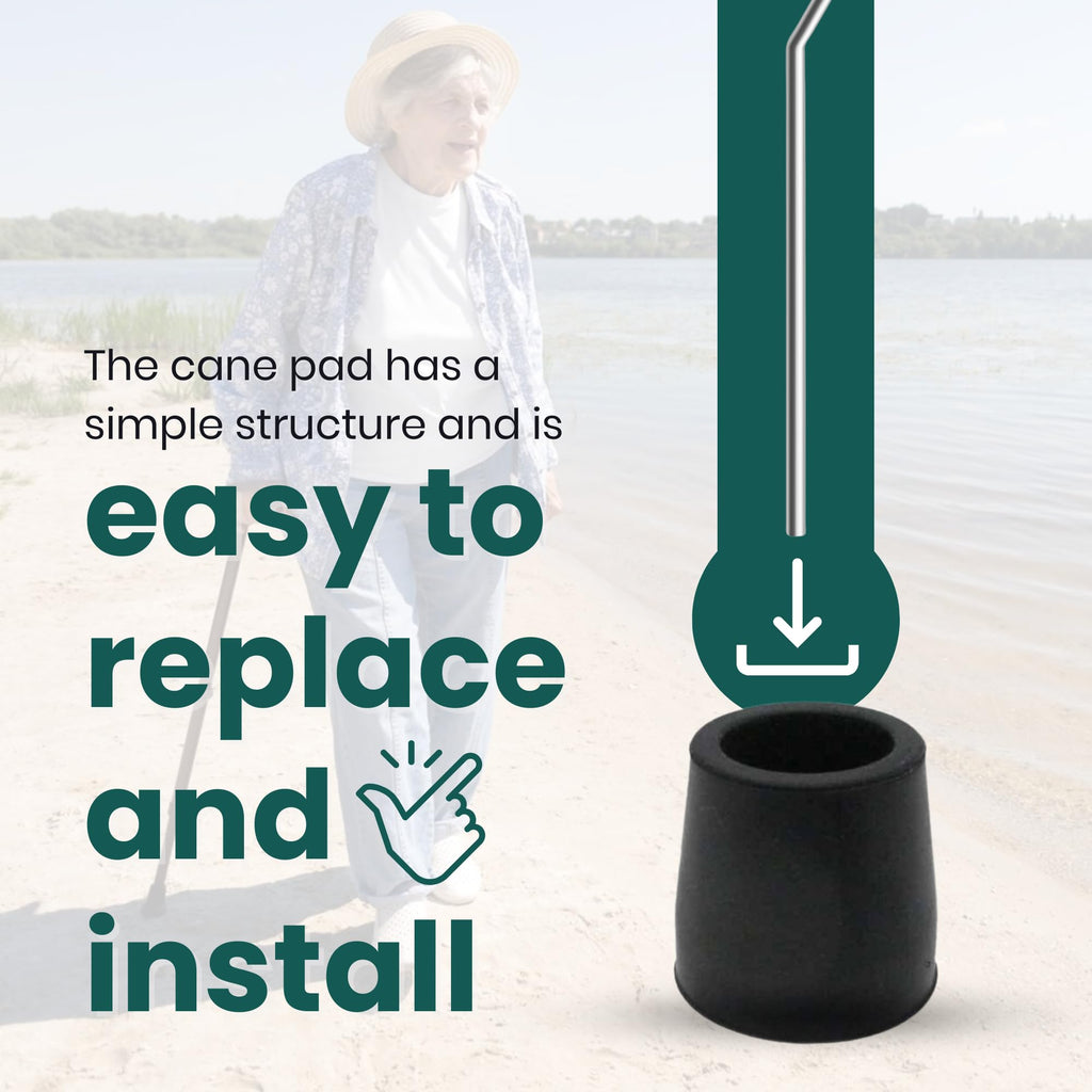 Gadgetime USA - Durable Cane Walker Tips - (Pack of 2) - 1" inch with Metal Insert for Enhanced Stability - Non-Slip, Shock-Absorbing Rubber Replacement for Safety & Comfort.