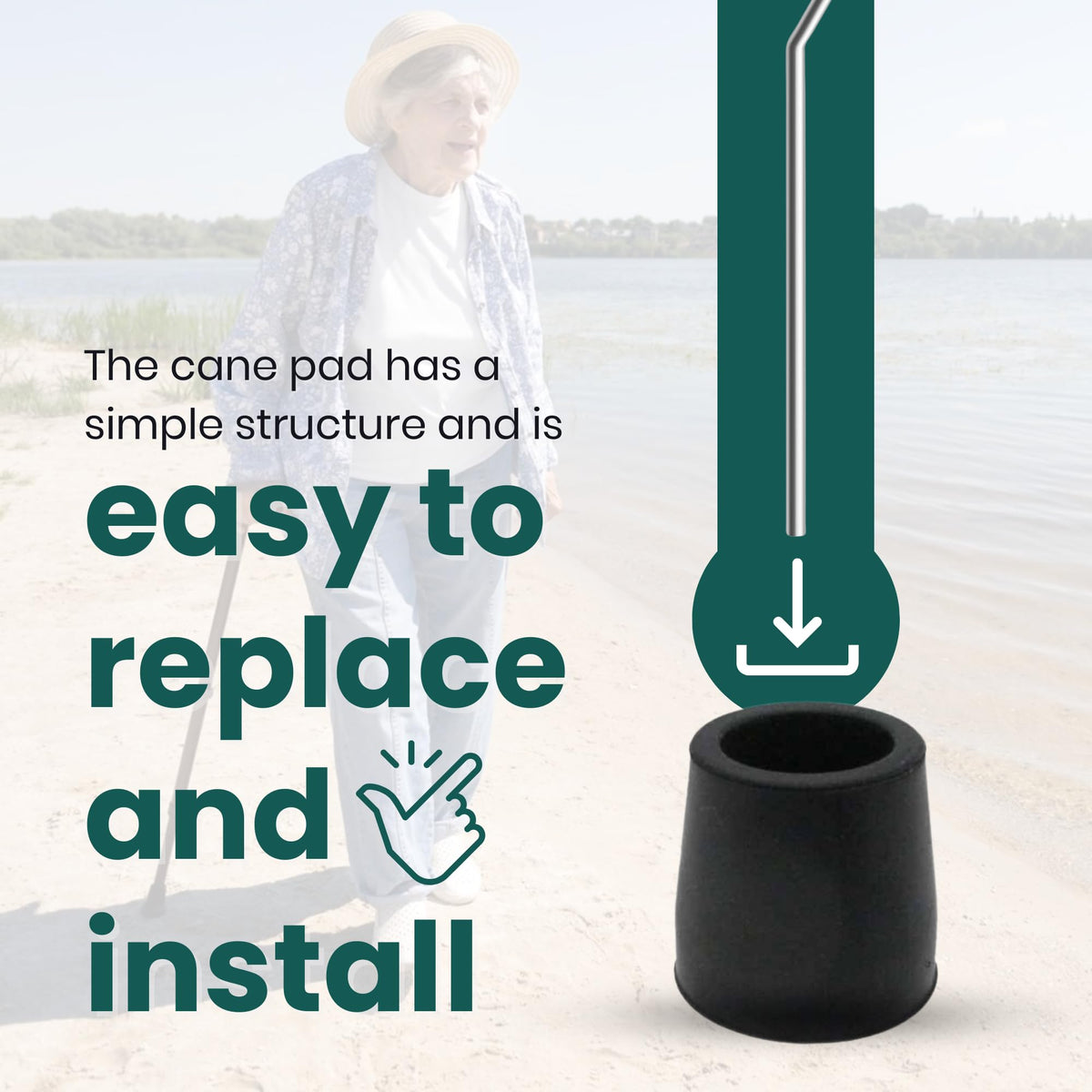 Gadgetime USA - Durable Cane Walker Tips - (Pack of 2) - 1" inch with Metal Insert for Enhanced Stability - Non-Slip, Shock-Absorbing Rubber Replacement for Safety & Comfort.