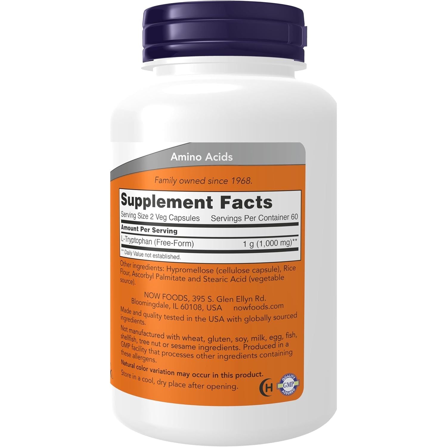 Buy now NOW Foods Supplements, L-Tryptophan 500 mg, Encourages Positive Mood*, Supports Relaxation*, 120 Veg Capsules at indiglob india