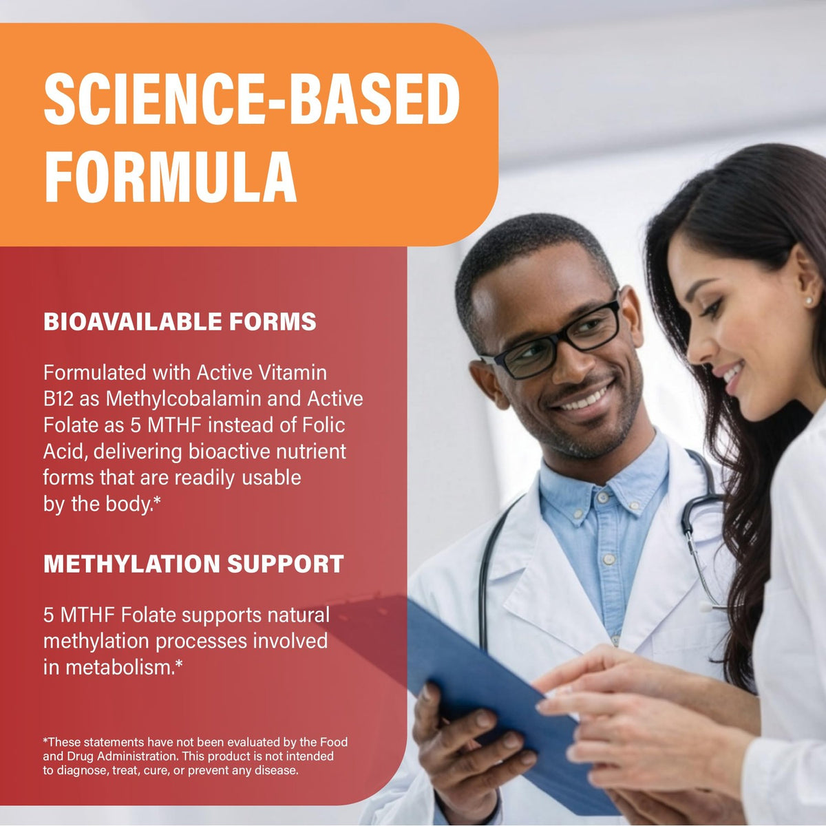 Vitamin B Complex: B1, B2, B3, B5, B6, B7, B12, 5MTHF + Whole Food - 60Caps
