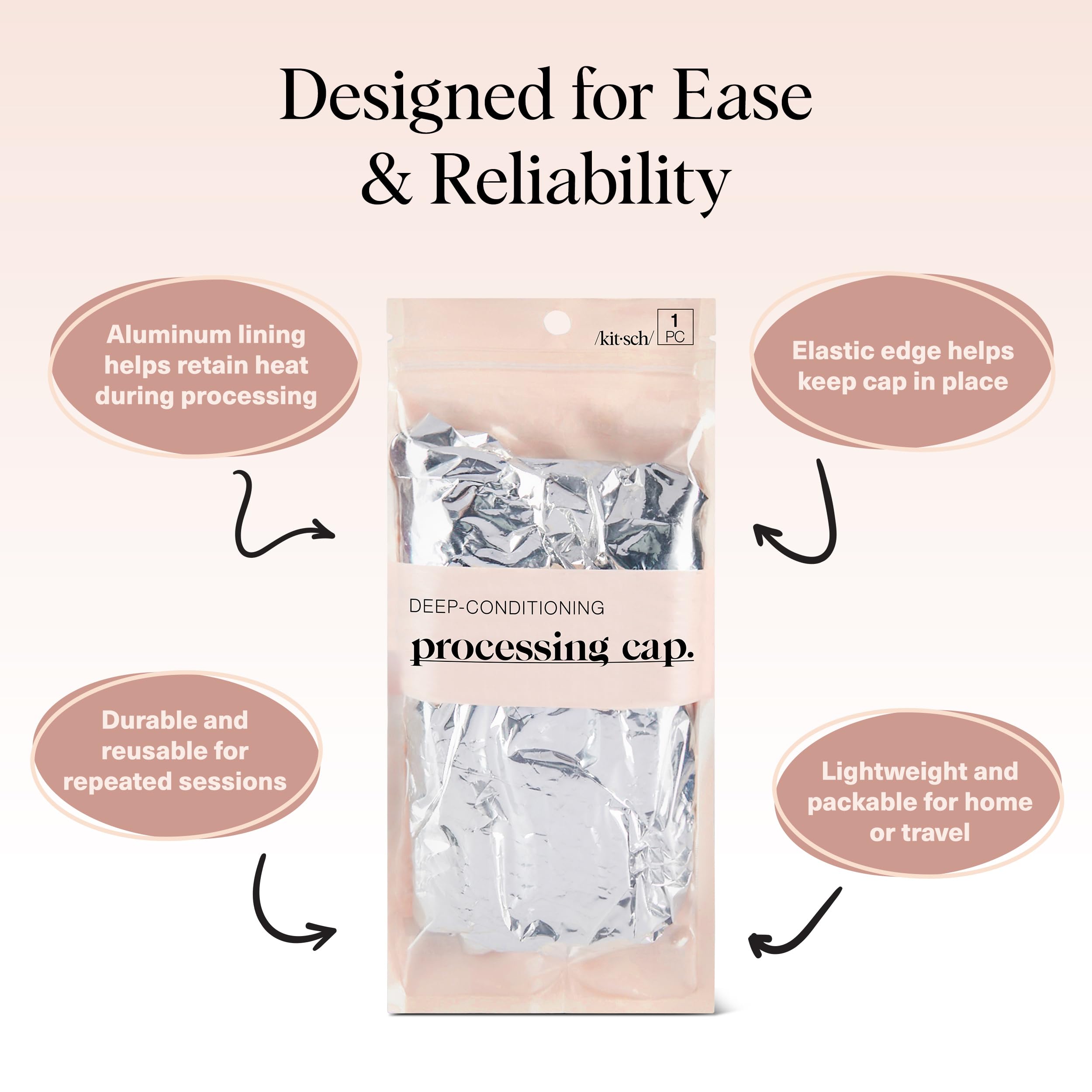 Buy now Kitsch Aluminum Foil Heat Cap for Deep Conditioning - Reusable Hair Streamer For Coloring, Perm & Treatment, Heat Cap with Elastic Band, Processing Caps for Hair, Shower Caps for Sauna, Shower & Spa at indiglob india