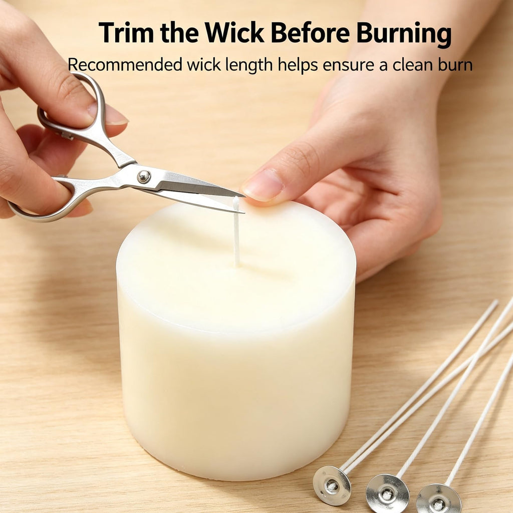 100 Piece Pre-Waxed Cotton Wick, 6 Inch with Tabs for DIY Candle Making