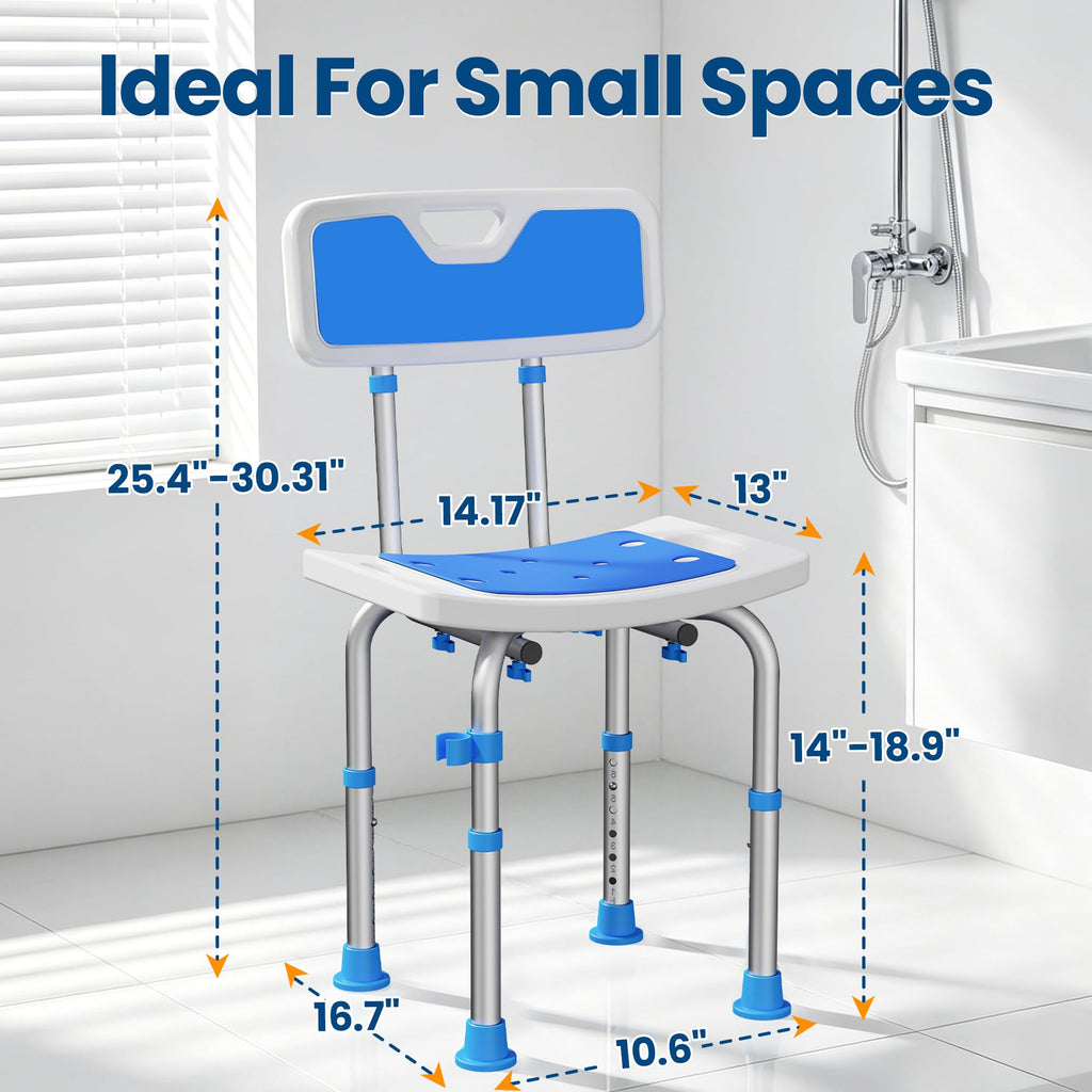Shower Chair for Inside Shower, 400 lbs Adjustable Chair with Back