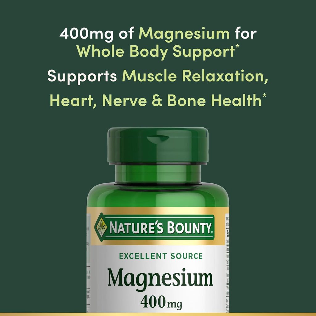 Buy now Nature's Bounty Magnesium 400 mg Softgel, Whole Body Support, Magnesium Supplements for Men and Women, Heart, Nerve & Bone Health, 75 Softgels (Pack of 1) at indiglob india