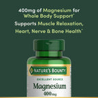 Nature's Bounty Magnesium 400mg Softgel, Whole Body Support, 75 Count