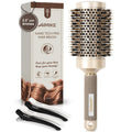 Buy now AIMIKE Round Hair Brush, Nano Thermal Ceramic & Ionic Tech, 2.1 Inch Barrel with Boar Bristles for Enhanced Texture, Golden, Hair Drying, Styling, Curling and Shine + 4 Free Clips at indiglob india