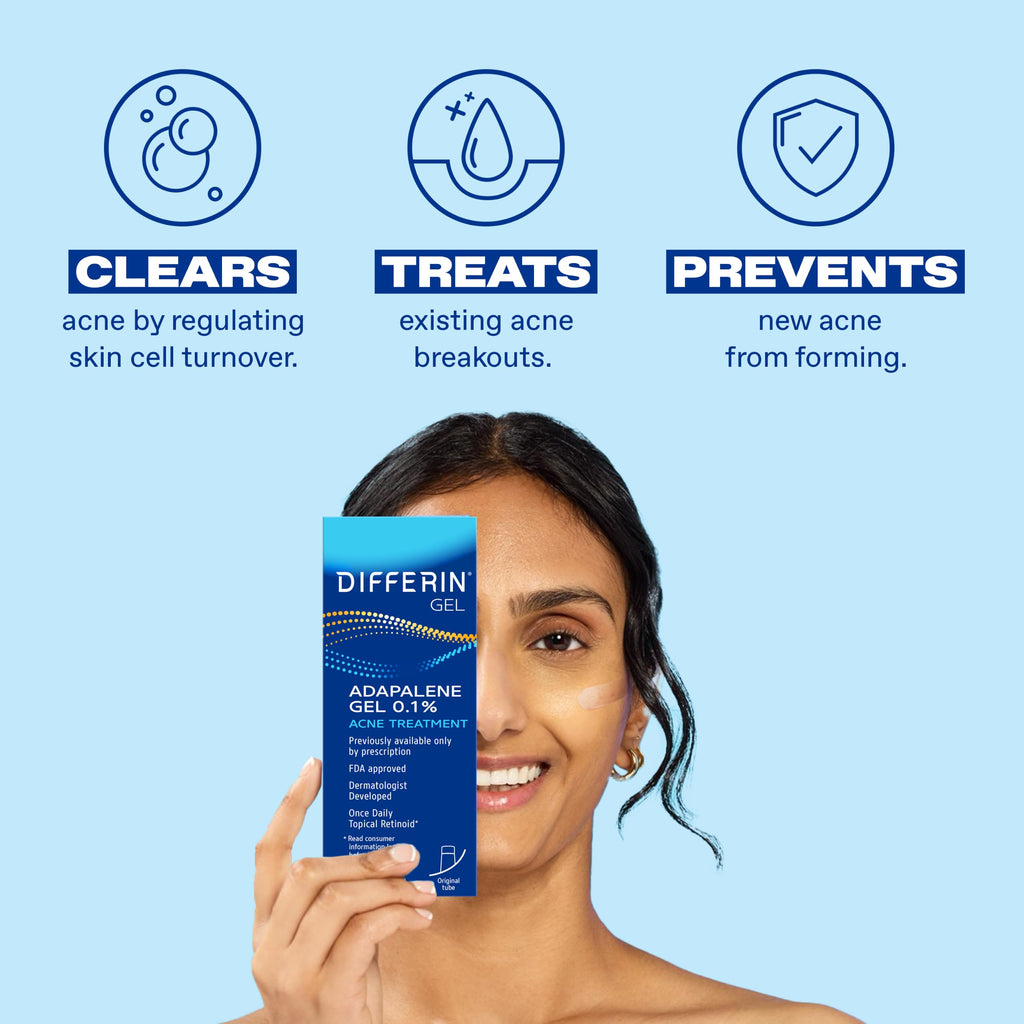 Differin Acne Retinoid Treatment Gel, 0.1% Adapalene, 45g Pump | 90-Day Supply Pump, Over-The-Counter Retinoid, Clears Breakouts, Gentle For Sensitive Skin, Dermatologist Recommended