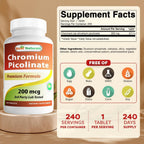 Buy now Best Naturals Chromium Picolinate Tablet, 200 mcg, 240 Count at indiglob india