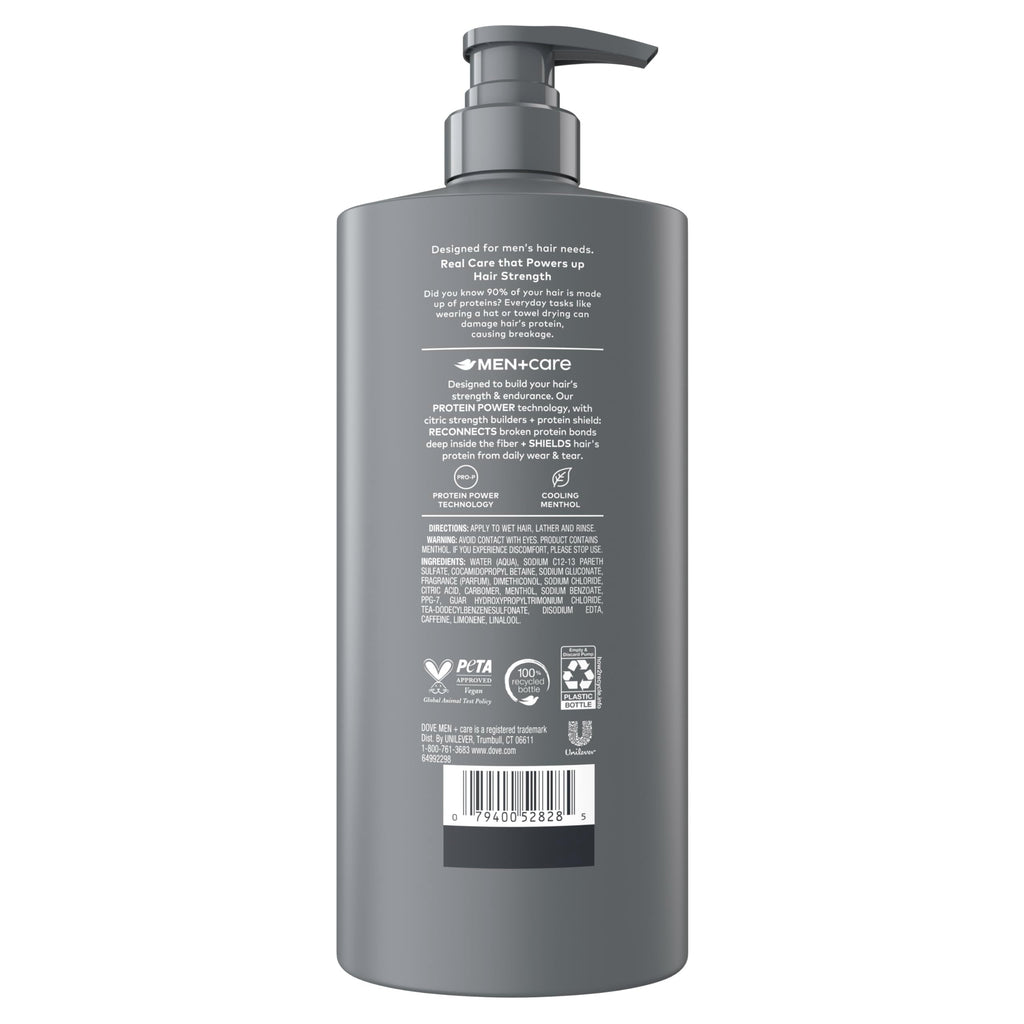 DOVE MEN + CARE Shampoo 1 count Fresh + Clean for Hair Refreshing & Strengthening, with Menthol, 28 fl oz (Pack of 2)
