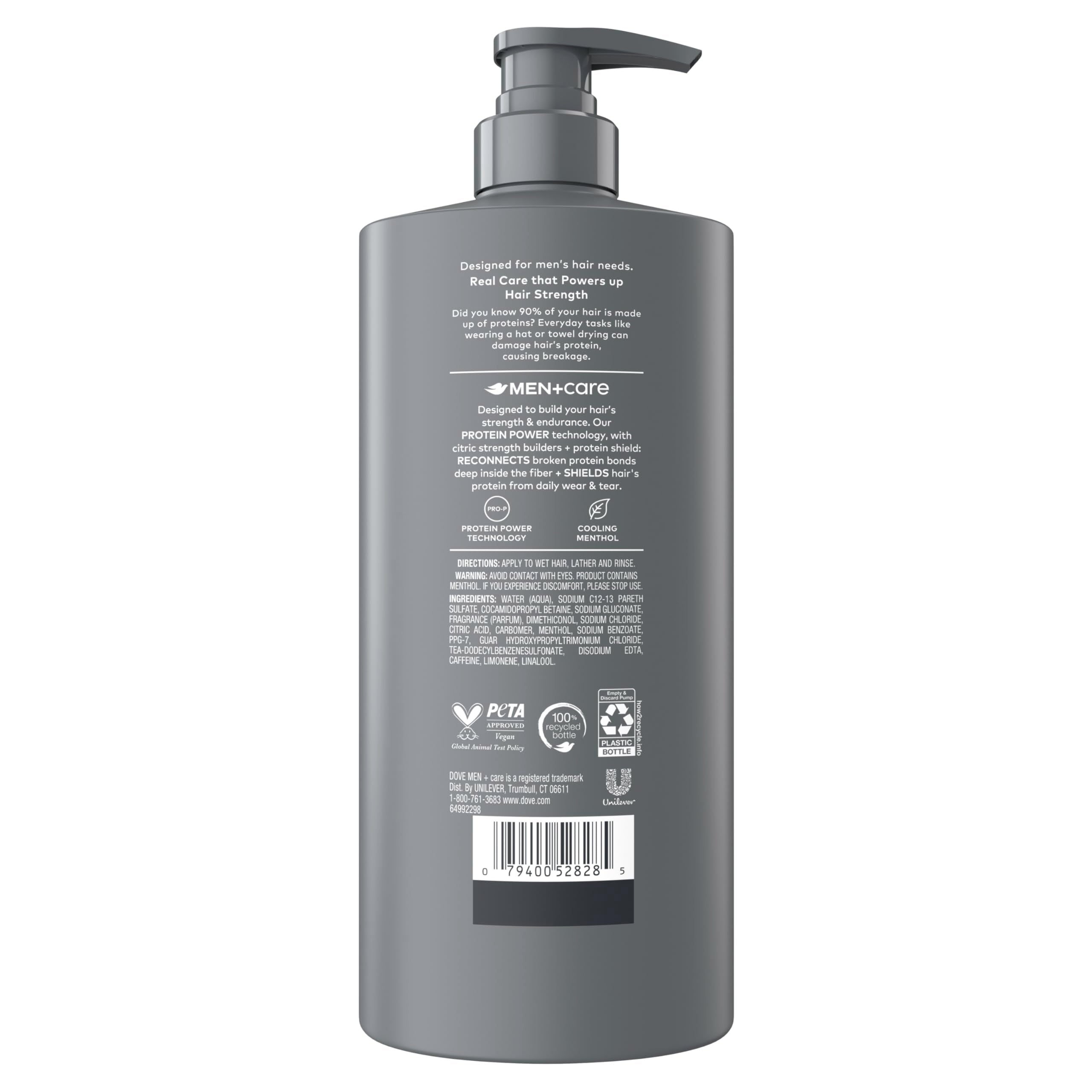DOVE MEN + CARE Shampoo 1 count Fresh + Clean for Hair Refreshing & Strengthening, with Menthol, 28 fl oz (Pack of 2)