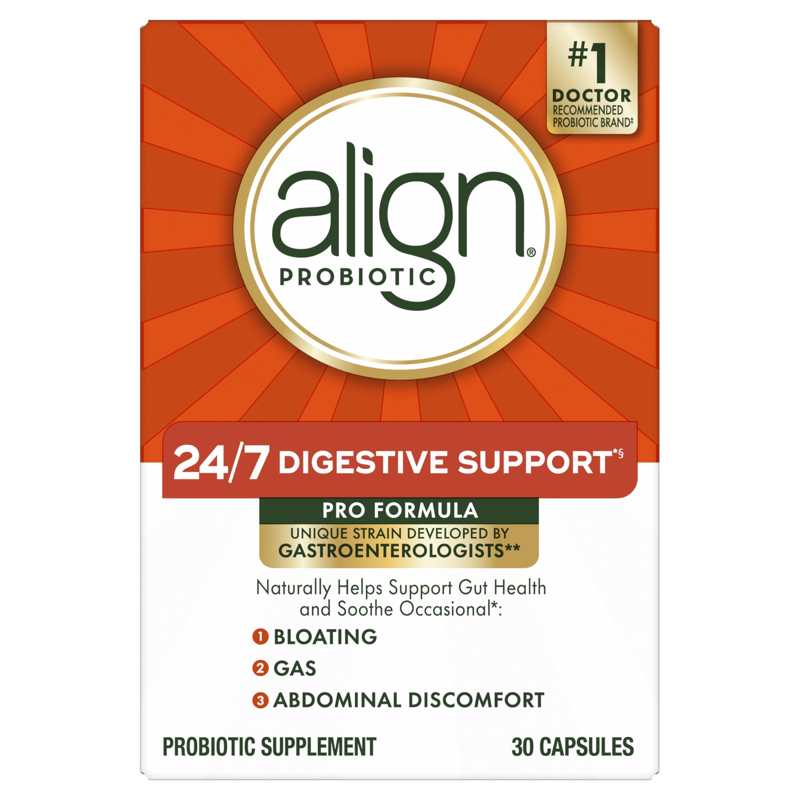 Align Probiotic, Pro Formula, Probiotics for Women and Men, Probiotics for Digestive Health, Men and Womens Probiotic Capsules Help Relieve Occasional Bloating & Gas*, 30 Capsules