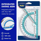 Helix - Swing arm Protractor - 180 Degree - Transparent