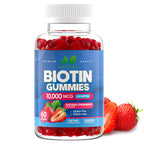 Biotin 10,000mcg Gummies for Hair Growth, Skin & Nails (100 Count) | 2x Maximum Strength Biotin Vitamins for Women & Men - Gluten-Free, Vegan, Great Tasting Strawberry Flavor