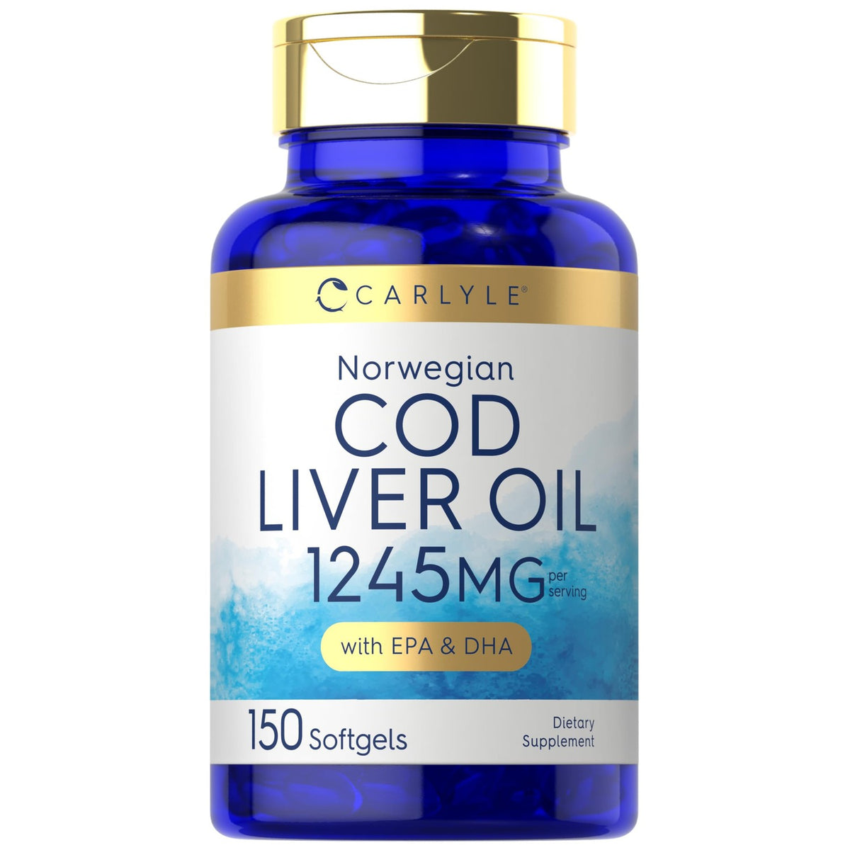 Carlyle Norwegian Cod Liver Oil | with EPA & DHA | 1245mg | 150 Softgels
