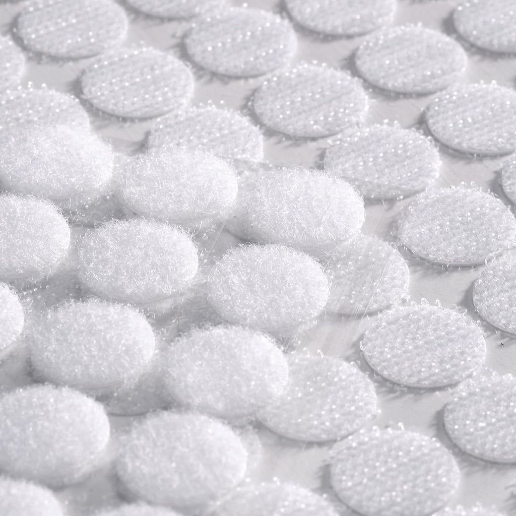 1000 Pcs | 500 Pairs | 0.59inch Diameter | 100% Nylon | Hook and Loop Fastener Self Adhesive Strong Round Circle Sticky Sticker Dots for Arts and Crafts School Classroom Home and Office Use, White