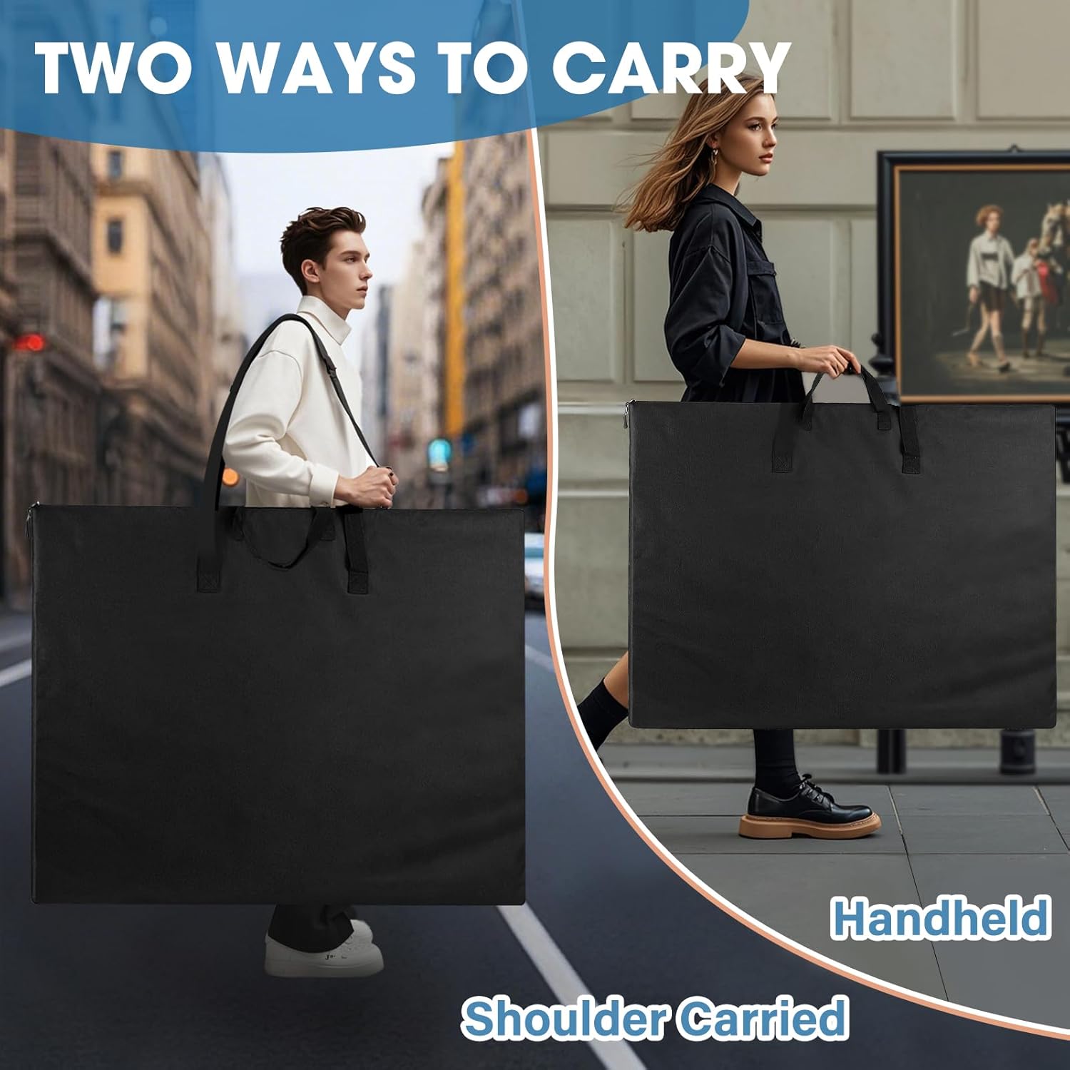 Buy now ZKOO Large Size Art Portfolio Bag, Light Weight Art Canvas Portfolio Case with Nylon Shoulder Strap, Carrying Storage Case for Artwork, Poster, Sketching, and Drawing (Compatible 24 * 36 Inch-Black) at indiglob india