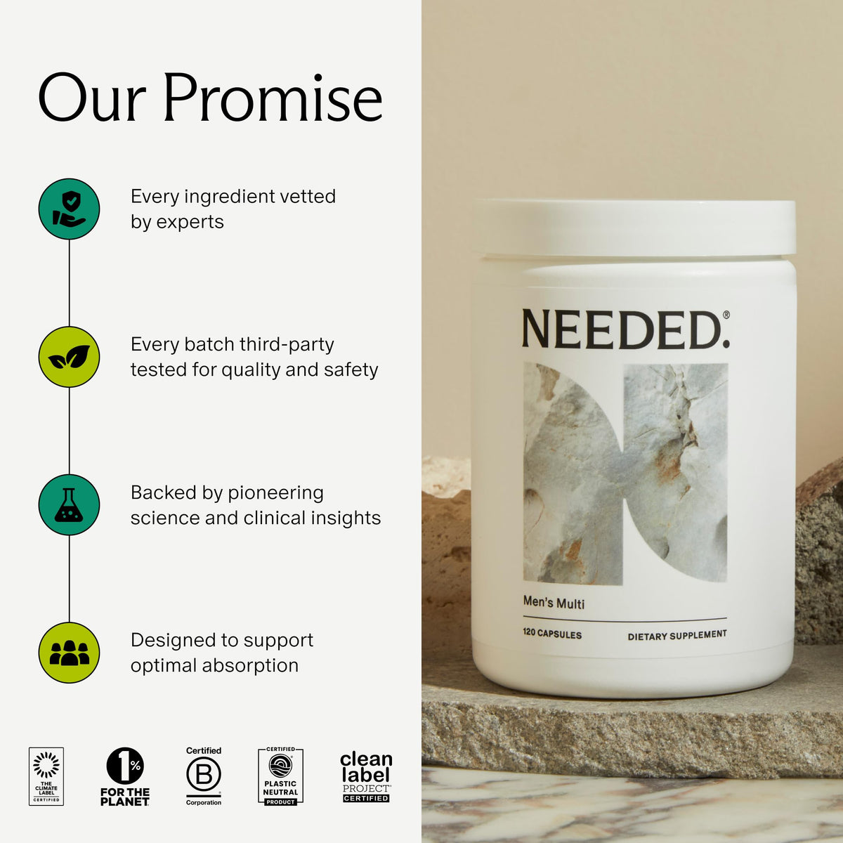 Needed. Multivitamin for Men, Men's Fertility Supplement, 30 Day Supply