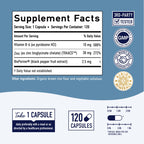 Chelated Zinc Supplements, Zinc Glycinate 30mg, Highly-Absorbable, Non-GMO | TRAACS Chelated Bisglycinate Vitamin B6 & BioPerine, Immune Acne & Energy Support, Gluten-Free, 120 Capsules (4 Month Supply)