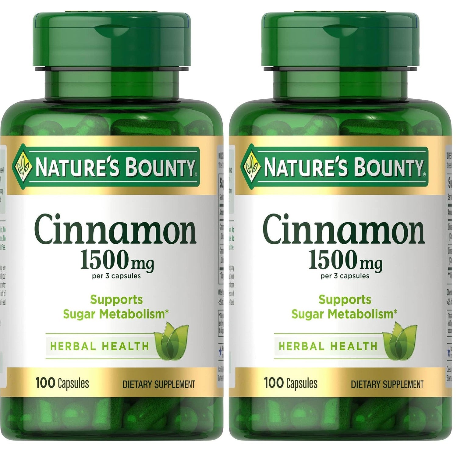 Nature's Bounty Cinnamon Capsules 1500mg, 100 Capsules