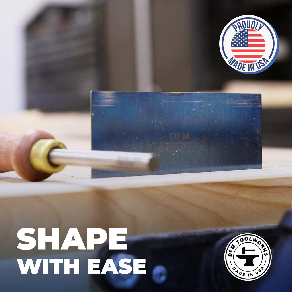 DFM Tool Works Rectangle Card Scraper - Precision Cabinet Multi-use Scraper for Woodworking, Wood Fine Finishers, Glue Scraper, Quality Handcrafted Card Shaping Tool - Made in USA, 2 Quantity - Blue